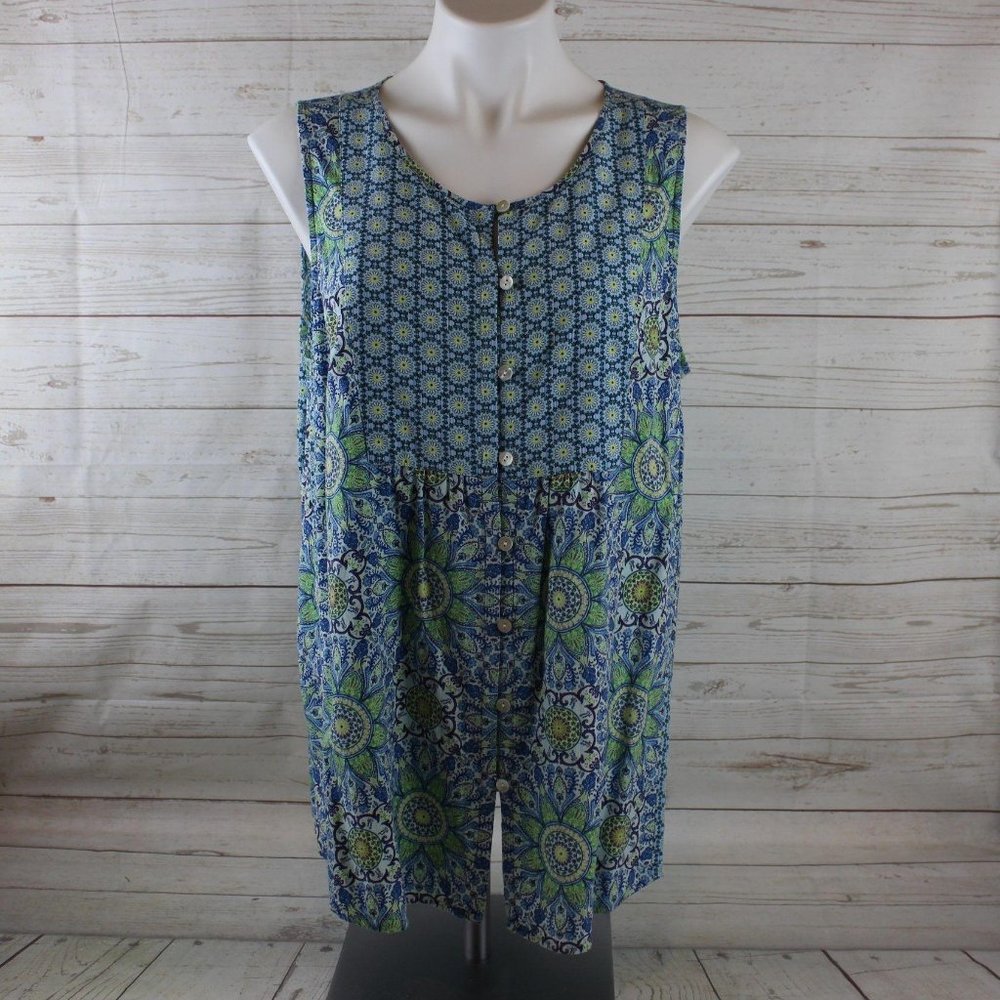 J. Jill L Sleeveless Button Tunic Top Shirt